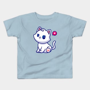 Cute Cat Girl Sitting Cartoon Kids T-Shirt